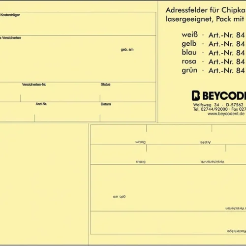 Adressefelt 750 for chipkortutskrift