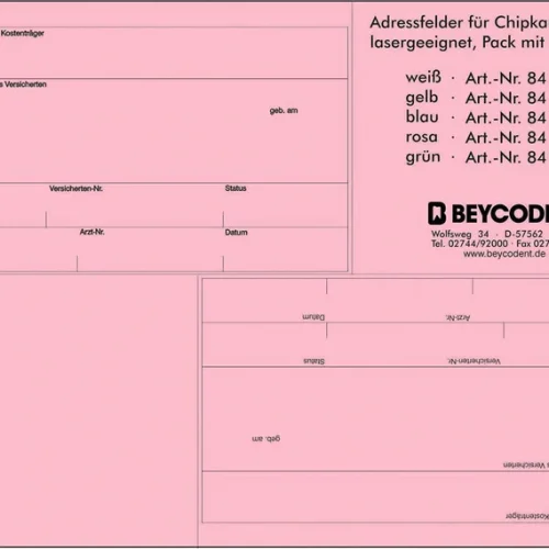 Adressefelt 750 for chipkortutskrift