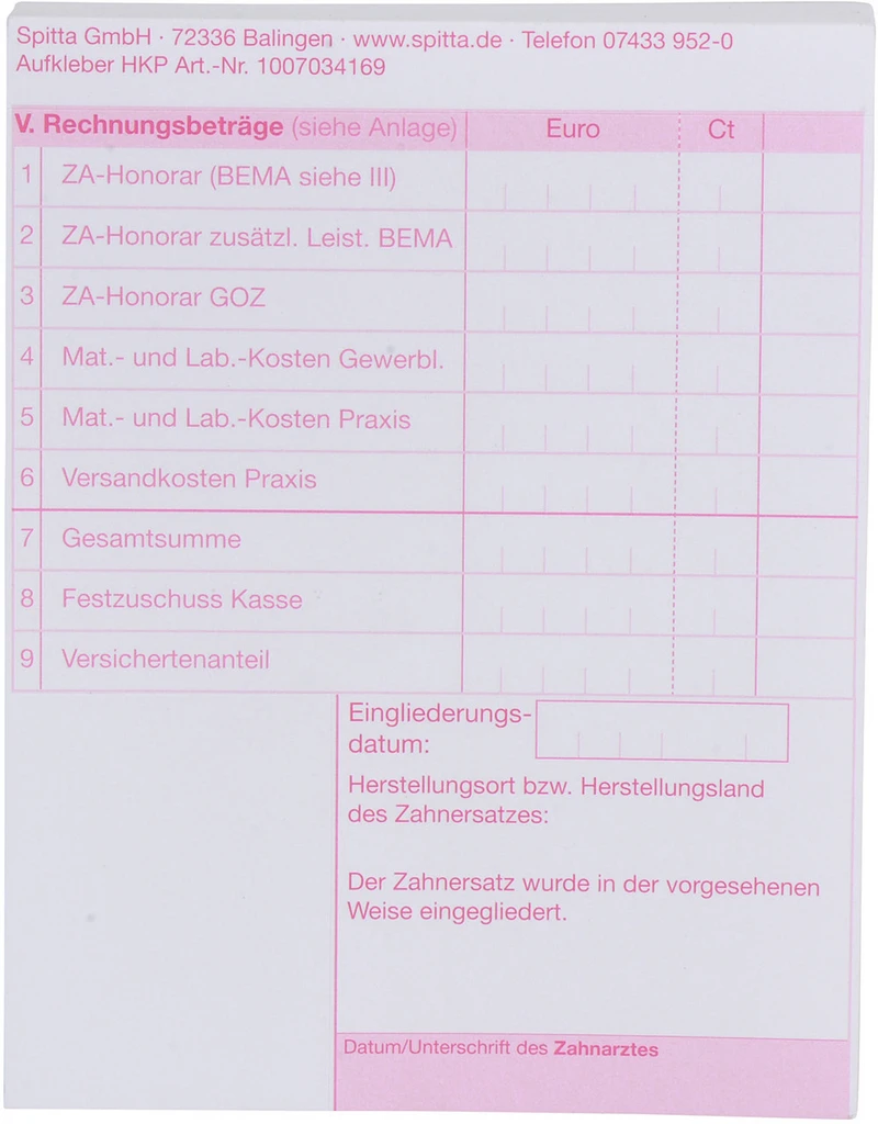 Behandlings- og kostnadsplan V. fakturabeløp