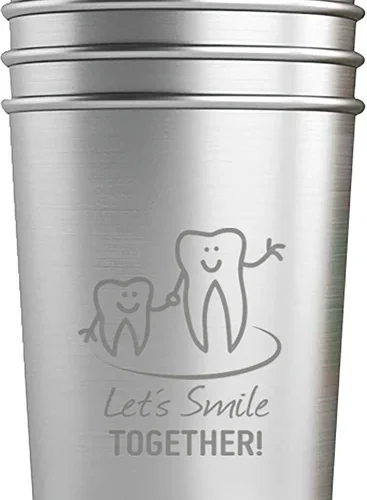 Munnvannskopp i rustfritt stål med smiledesign