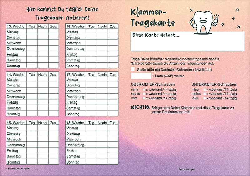 Brukskort for tannregulering