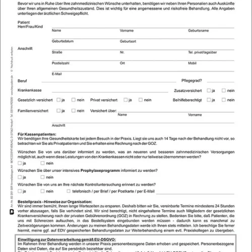 Registreringsskjema Anamneseskjema