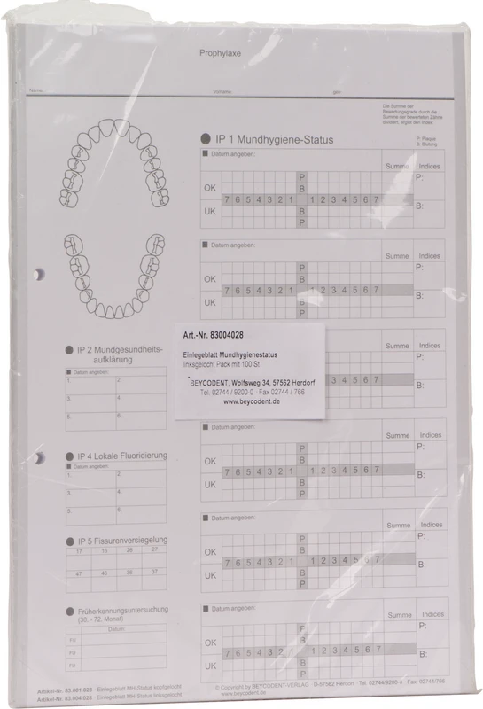 Innleggsblad Munnhelse-status