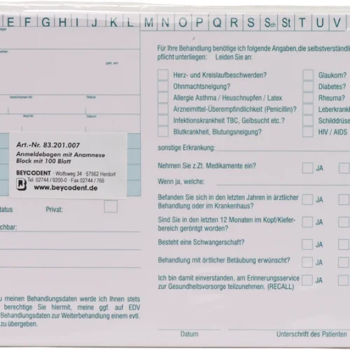 Registreringsskjema - Anamneseskjema A5