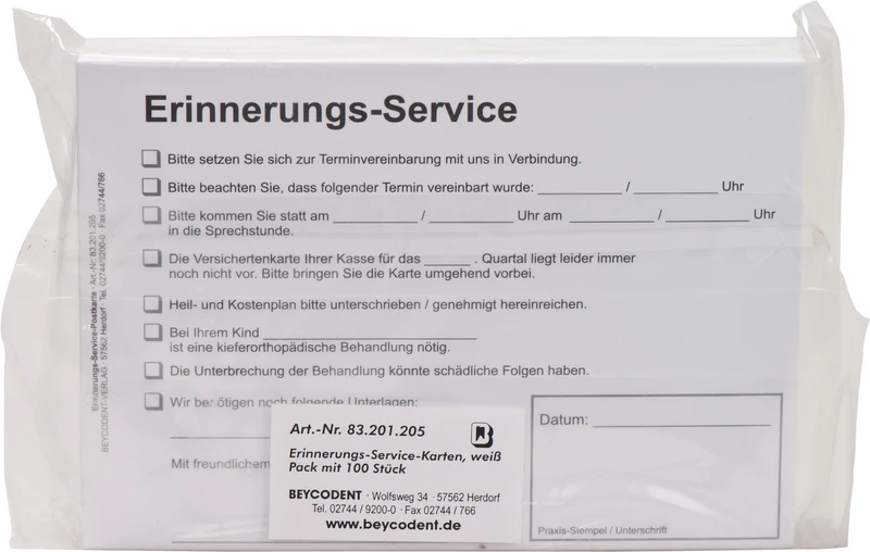 Påminnelses-service-kort