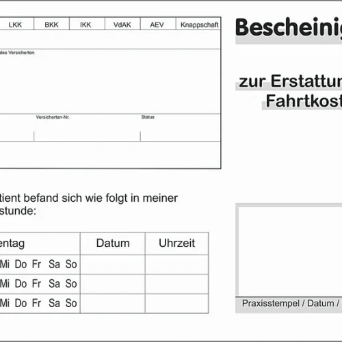 Bekreftelse for refusjon av reiseutgifter