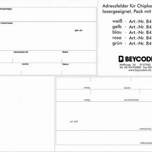 Adressefelt 750 for chipkortutskrift