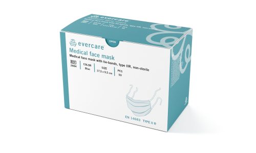 Munnbind evercare med knyting, blå, 50 stk